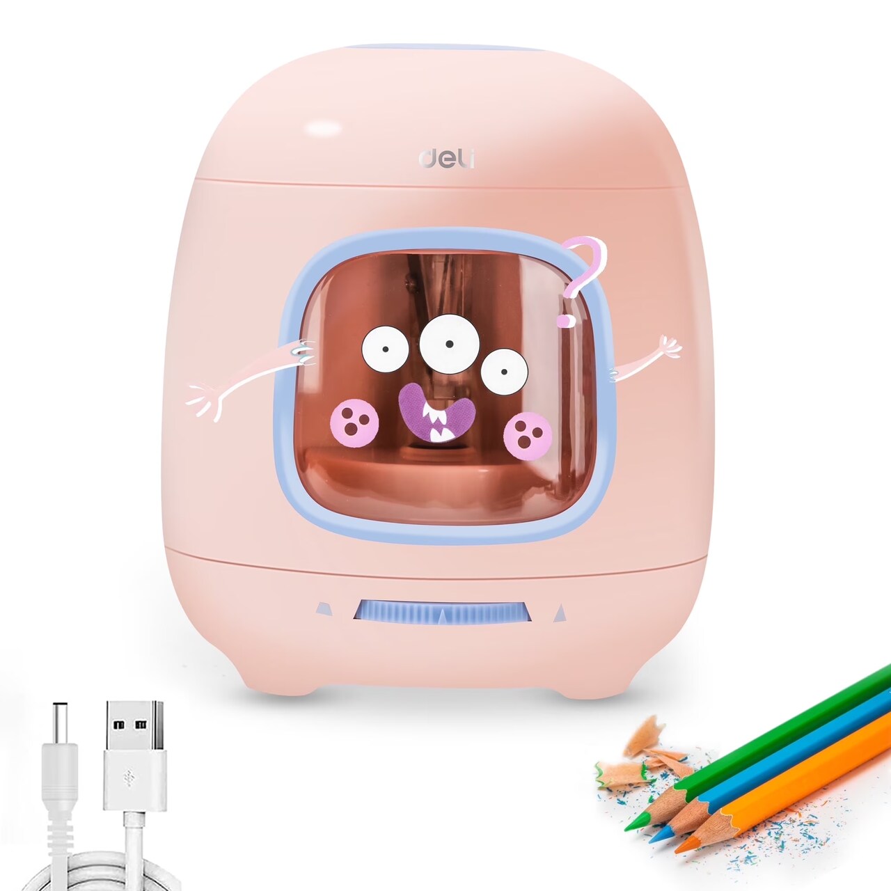 Deli Electric Pencil Sharpener,Suitable for No.2 Pencils Colored Pencils, USB & Battery Operated, Pink